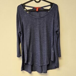 Chelsea & Violet Crisscross Back Long Sleeve top Blue L